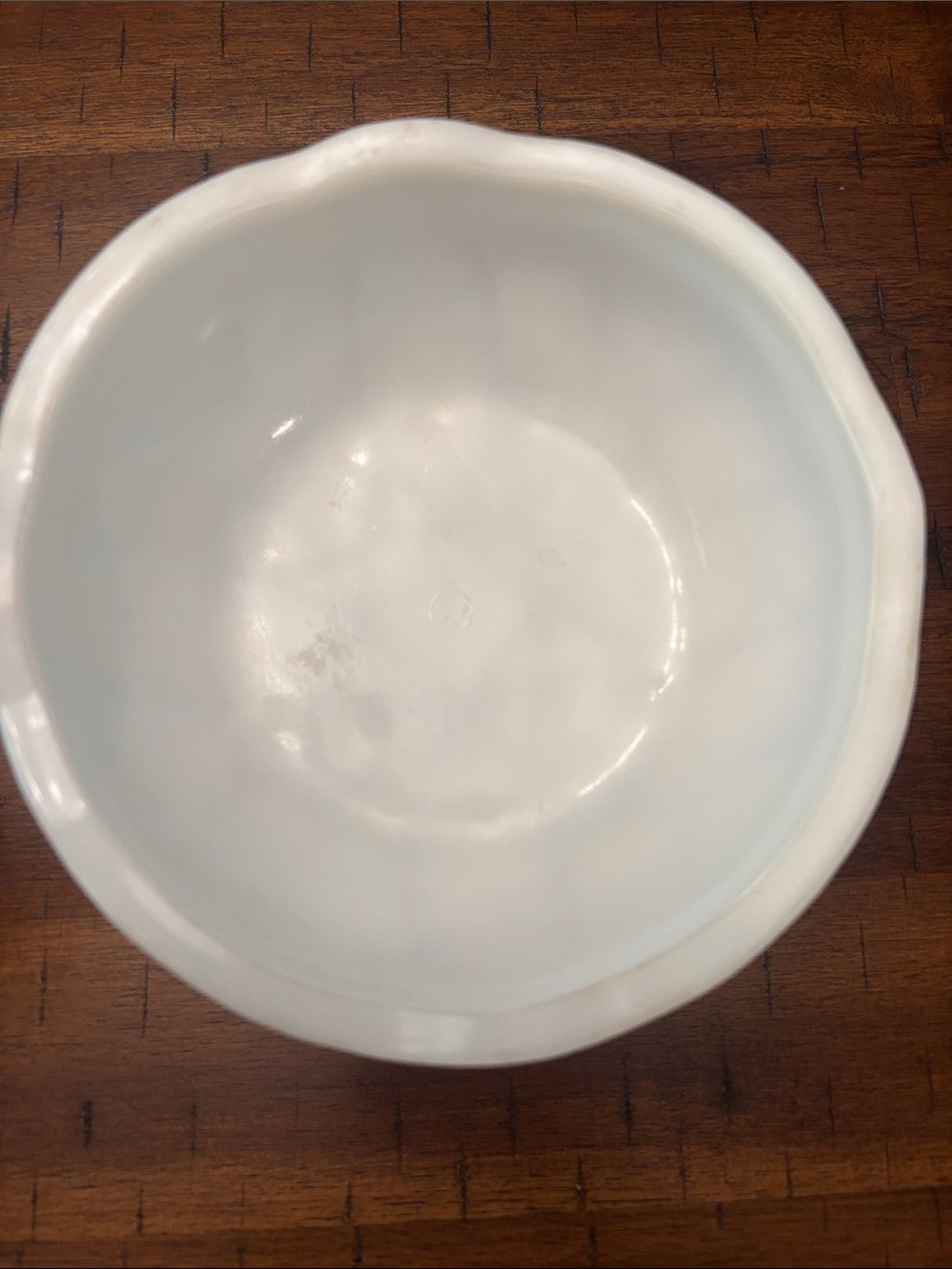 Vintage White Pressed Glass Bowl with Floral Pattern - Picture 3 of 6